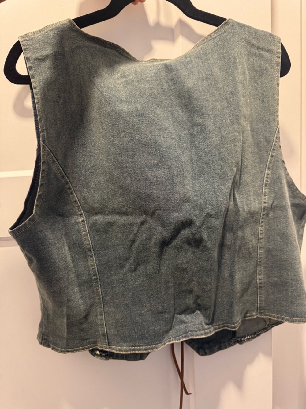 Denim square line crop top & skirt set - Picture 6 of 6